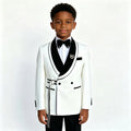 Plaid Double Breasted Boys Wedding Tuxedo 2 Pieces Slim Fit Kids Formal Suit With Velvet Lapel For Groom Prom Banquet Party