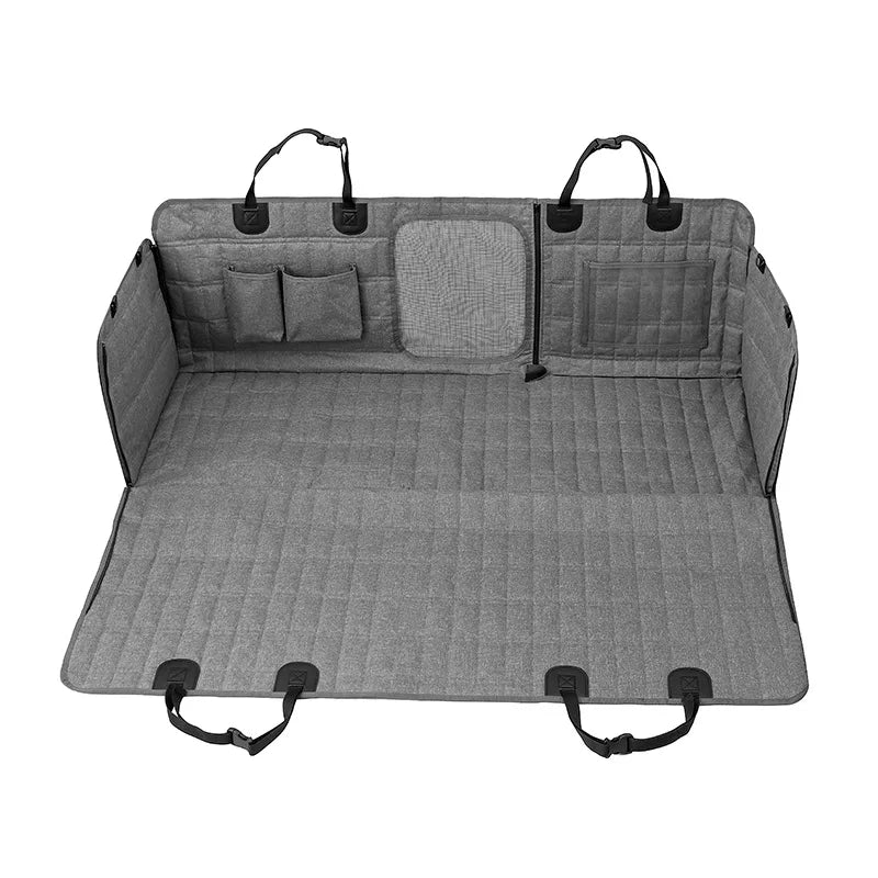 Waterproof Showlu dog car seat cover with plaid nylon fabric, designed as a pet travel hammock for car seats.
