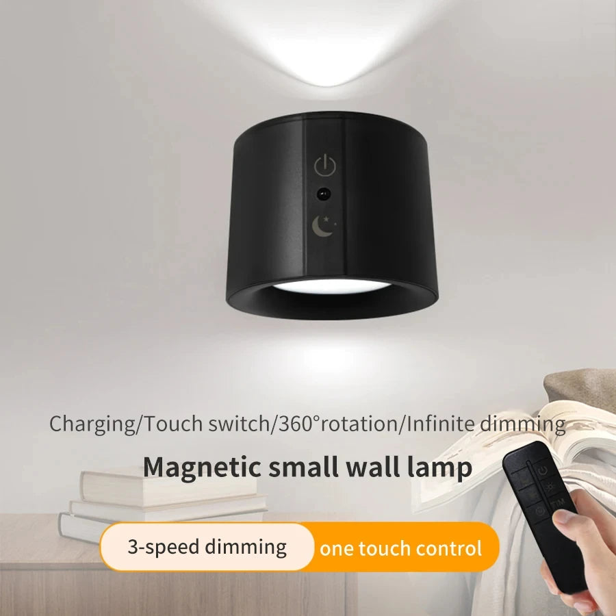 Rechargeable LED wall sconce by Showlu Smart General mounted on a wall, featuring modern design with adjustable lighting.