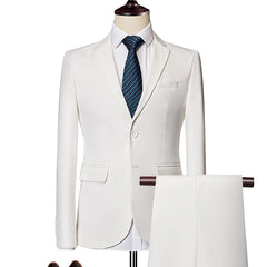 13 Color Basic Style Men's Casual Solid Color 3 Pieces Suits / Male One Button Blazers Jacker Coat Trousers Pants Vest Waistcoat