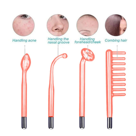 Facial Galvanic High Frequency Facial Therapy Wand For Hair Growth 4 In 1 Acne Removal Skin Care Glass Tube Facial Beauty Tools