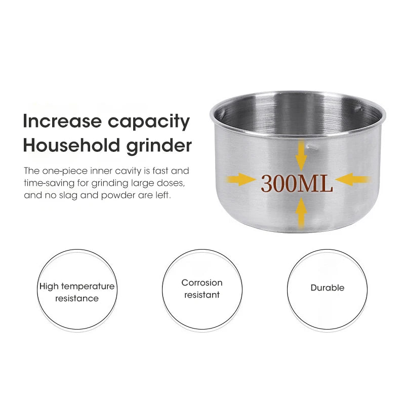 Showlu Smart General electric coffee and spice grinder with 150W stainless steel body and grinding blades.