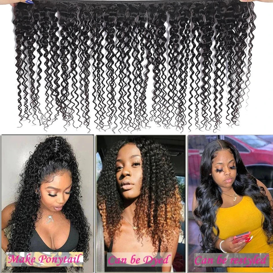 Peruvian Kinky Curly Human Hair Bundles 1/3/4 Pieces Jerry Curly Natural Hair Extensions Woman Wet And Wavy Human Hair Bundles