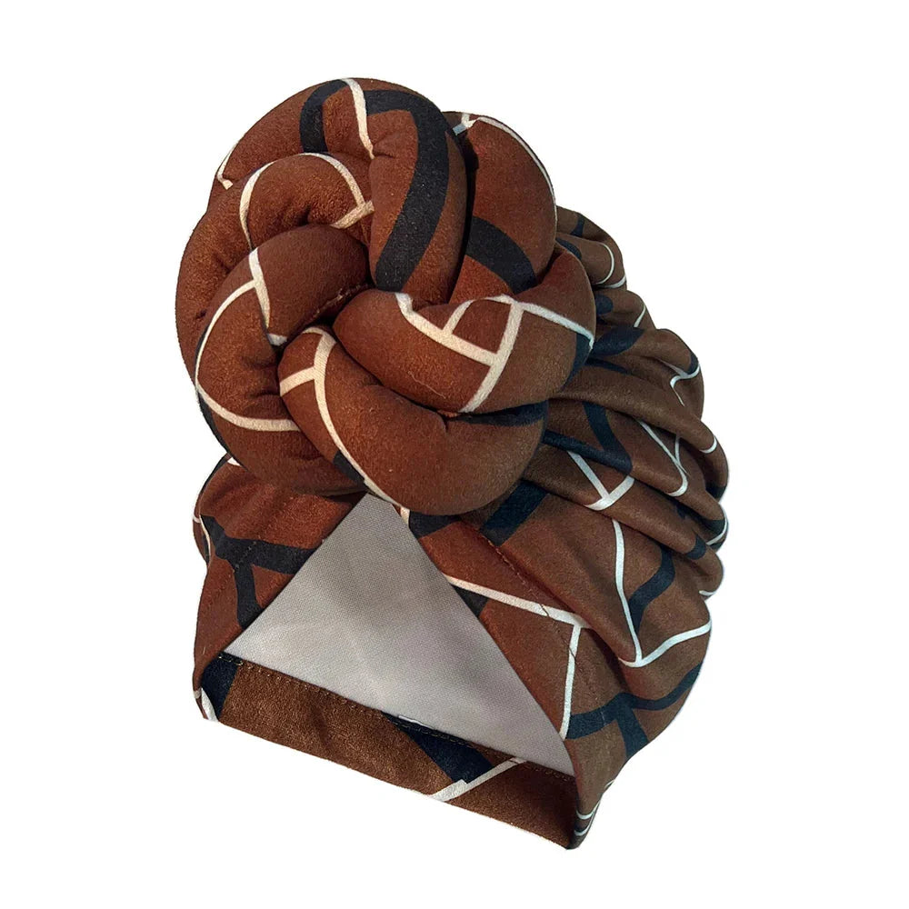 SHOWLU Knotted Head Wrap with luxury floral polyester design, stylish party headdress perfect for fashionable occasions