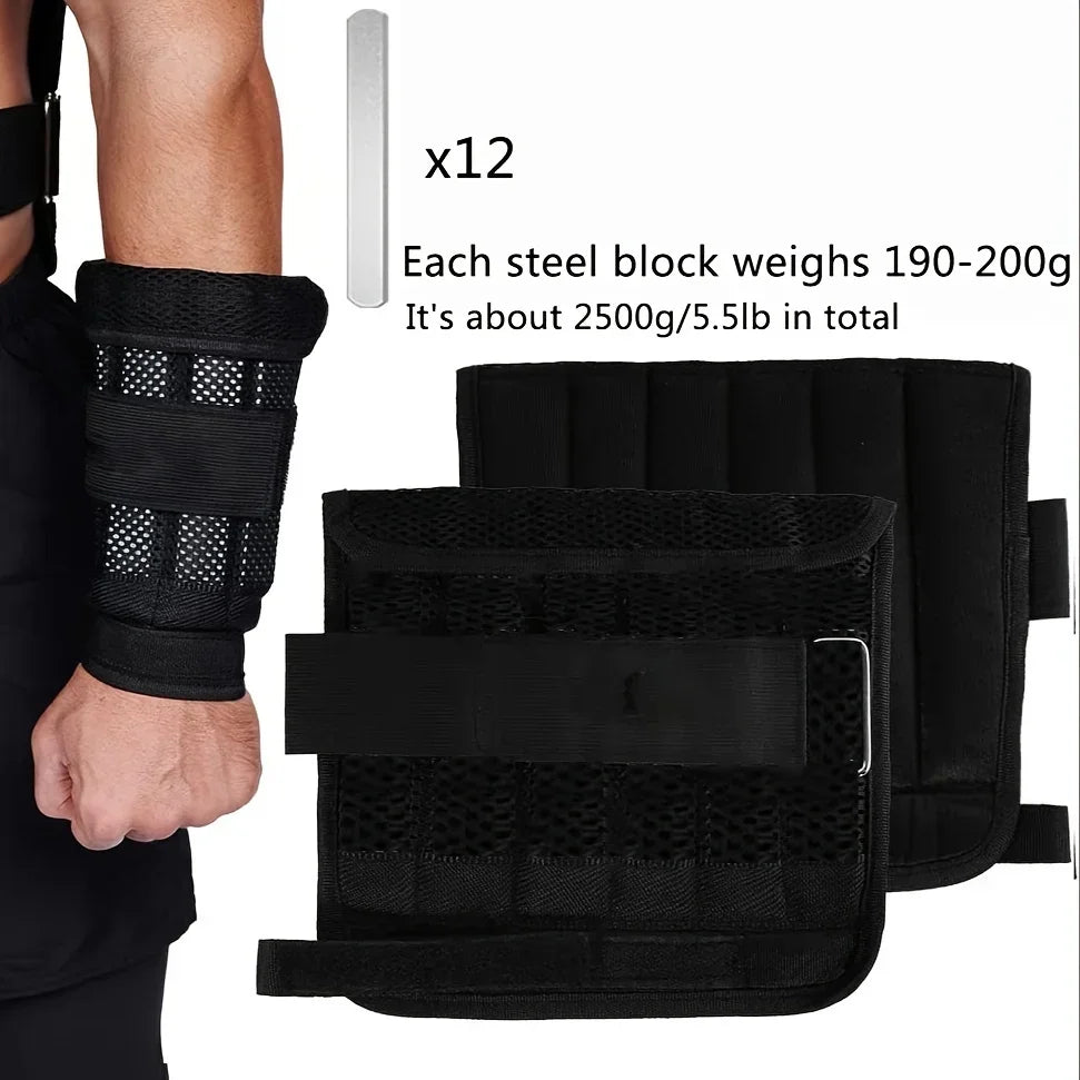Showlu adjustable weight vest and ankle weights for strength training, featuring padded straps and durable fabric.