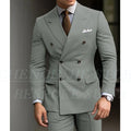 Green slim fit men's 2-piece suit with blazer and trousers, shown as formal wedding attire by Showlu Fashion Store.