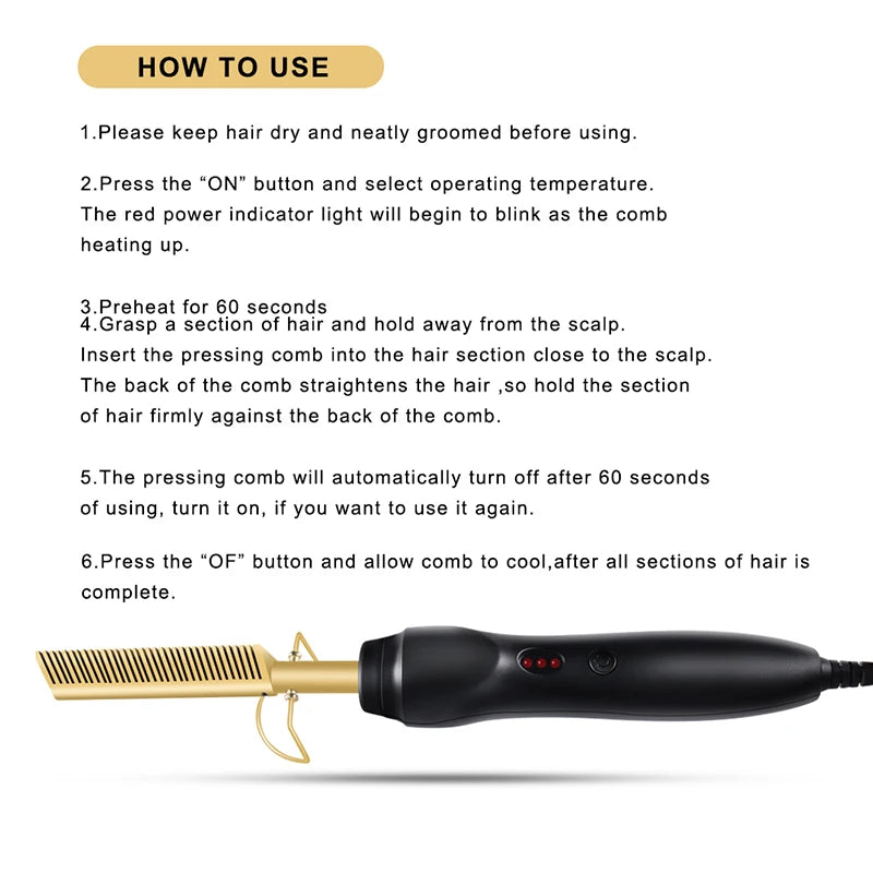 Showlu Smart General 2-in-1 portable hair straightening brush and hot comb for smooth, sleek hair styling.