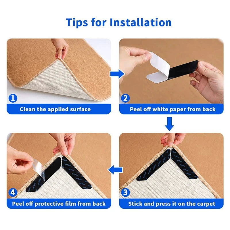 Showlu Smart General anti-slip rug grippers securing a rug on the floor to prevent slipping and sliding.