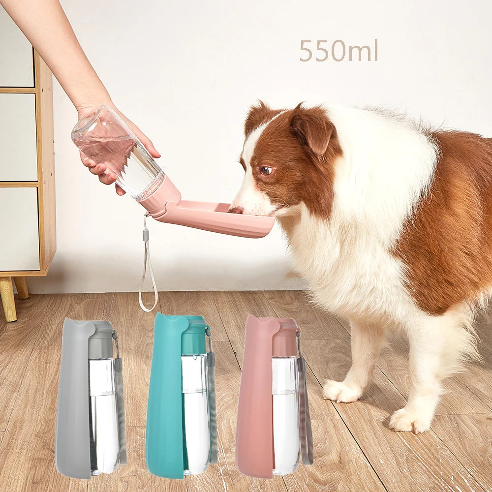 Holapet 550ml portable dog water bottle with leakproof travel bowl, perfect for walking and outdoor adventures with your dog.