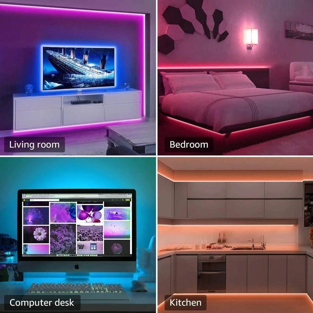 Flexible 5M WiFi RGB LED strip light by Showlu Smart General, showcasing colorful illuminated tape for decorative lighting.