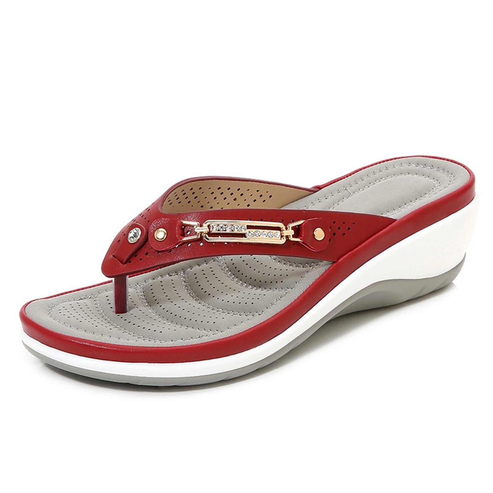 Women's soft cushion flip flops with thong design, casual orthotic sandals in neutral tones, perfect for comfortable everyday wear.