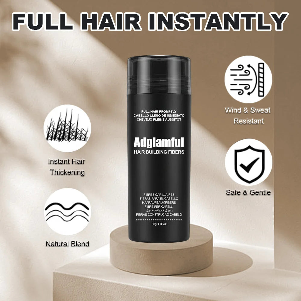 Showlu Smart General Hair Fiber Volume Powder 30g container with fine hair fibers for thicker, fuller hair appearance.