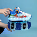 Luminous LED roller skate shoes for kids by SHOWLU FASHION STORE with USB charging, featuring bright lights and sporty design.