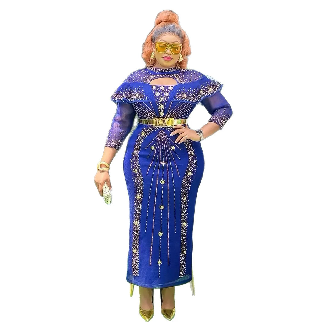 Plus size African dashiki Ankara long dress by SHOWLU FASHION STORE, featuring vibrant patterns, perfect for weddings and parties.