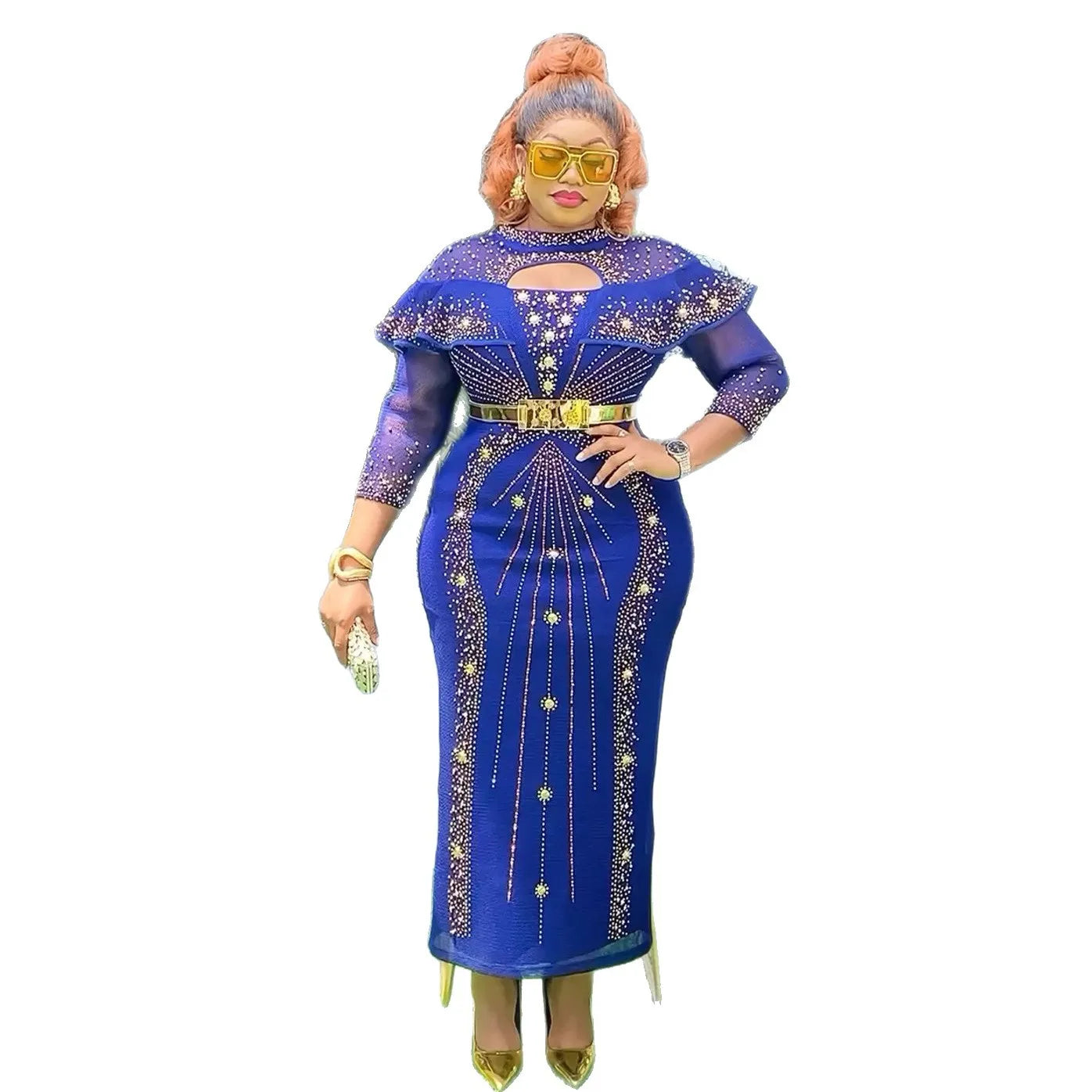 Plus size African dashiki Ankara long dress by SHOWLU FASHION STORE, featuring vibrant patterns, perfect for weddings and parties.