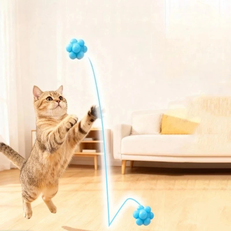Cat Chew Ball Toy Silicone High Elasticity Bite-resistant Kitten Toy Cat Toy Supplies Teeth Cleaning Interactive Ball