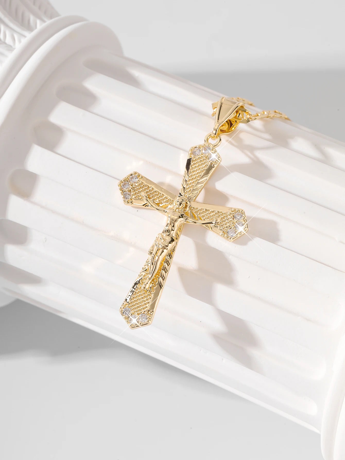Showlu Fashion Store Women's Cross Pendant Necklace featuring a religious Christian pendant for prayer, baptism, and Christmas gifting.