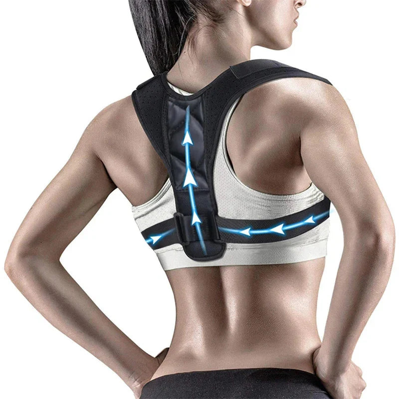 Showlu adjustable back posture corrector with breathable shoulder support for improved spinal alignment and comfort.