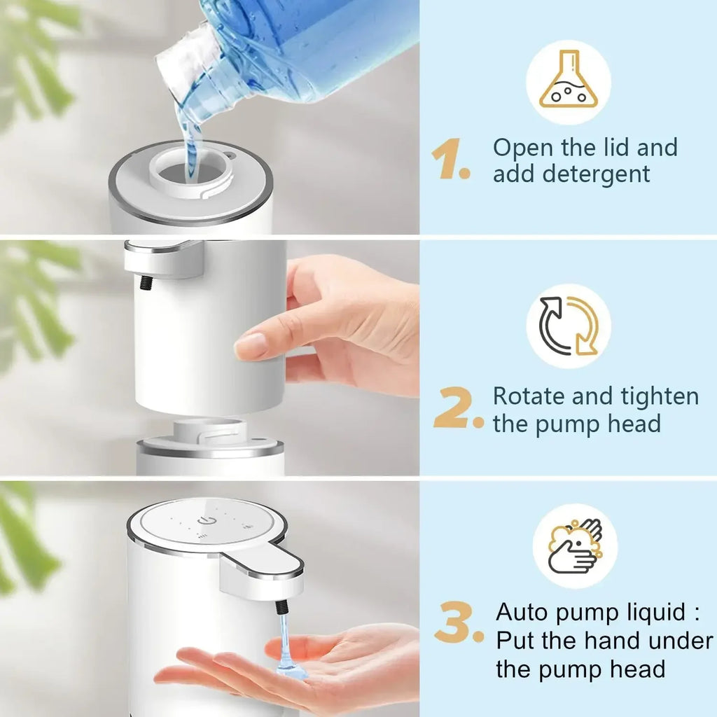 Fununcle automatic foam soap dispenser with touchless operation, USB rechargeable ABS plastic construction, ideal for hands-free soap dispensing