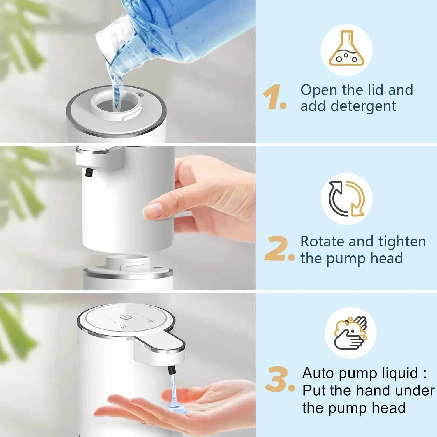 Fununcle automatic foam soap dispenser with touchless operation, USB rechargeable ABS plastic construction, ideal for hands-free soap dispensing
