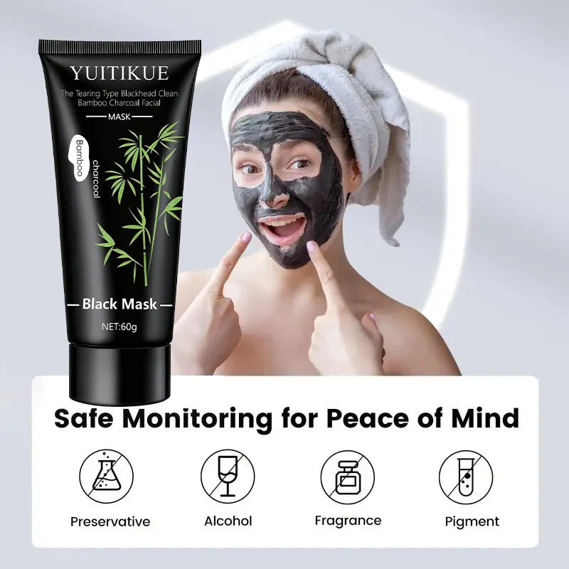 Showlu Smart General blackhead peel off mask spread on face, ready for skincare to remove impurities and unclog pores.