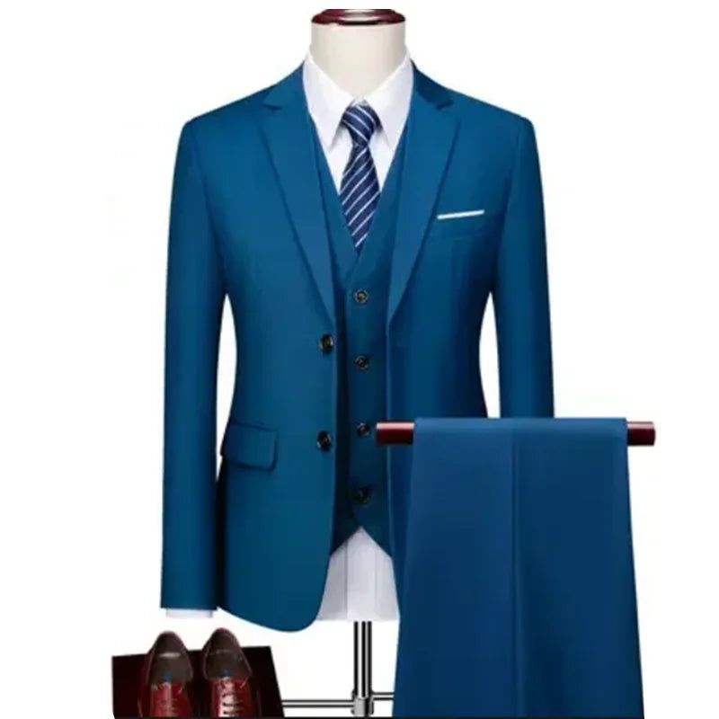 Men's business casual suit for weddings, formal tuxedo set in solid color, stylish party and prom attire by Showlu Fashion Store