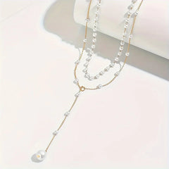 Elegant Imitation Pearl Necklace Fashion Long Tassel Pendant Front Chest Chain Necklace Women's Sexy Charm Body Jewelry Gifts