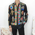 Newest Autumn Shirts For Men 3D Baroque Long Sleeve Luxury Social Shirt V-neck Oversized Tops Tees Shirt Homme Autumn Clothin