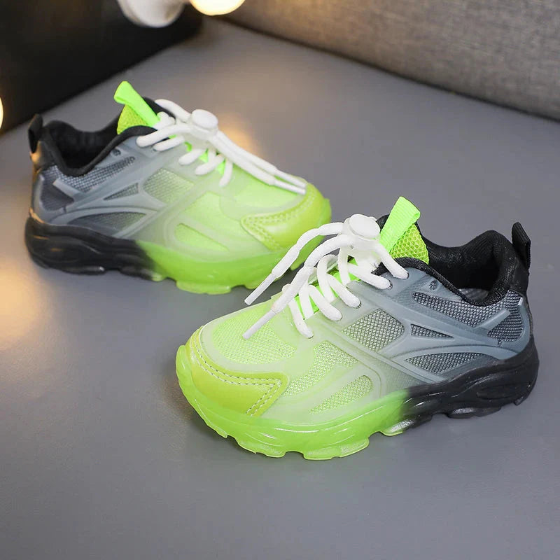Children's breathable mesh sneakers by SHOWLU FASHION STORE, lightweight kids walking shoes with supportive design and colorful accents.