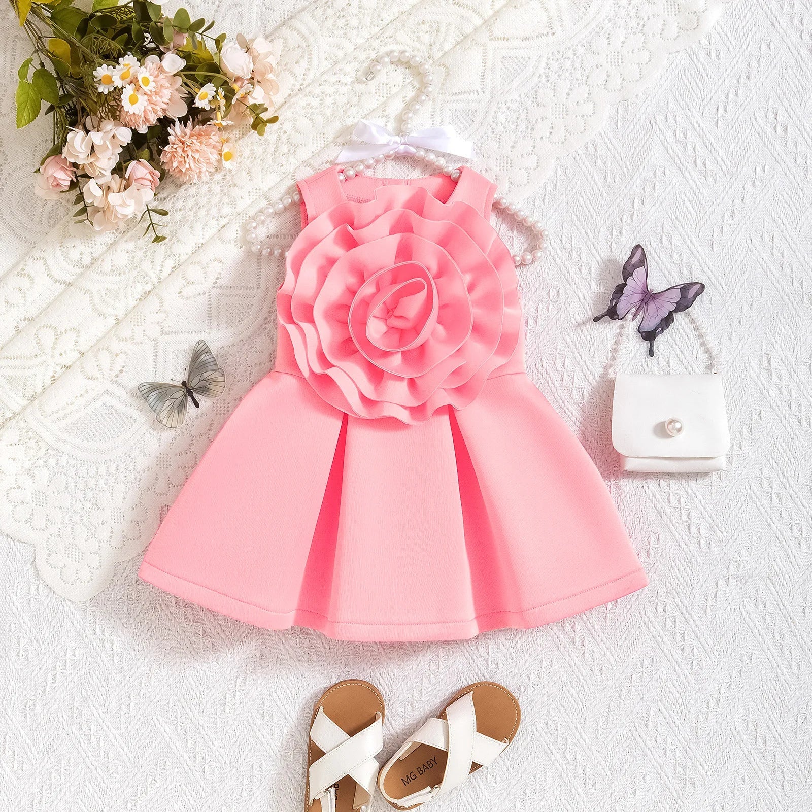 Baby girl summer dress by SHOWLU FASHION STORE, sleeveless floral ruffle princess gown for girls, perfect for warm weather.