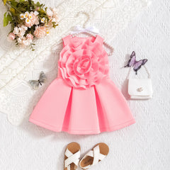 Prowow Fashionable Baby Summer Dresses Sleeveless Big Flower Ruffles Princess Party Dress For Girls Toddler Kids Clothes 2025