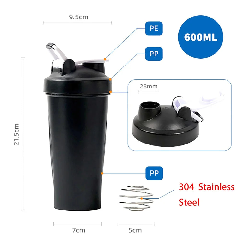 600ml Showlu Fitness Shaker Bottle with secure lid, ideal for protein shakes and sports drinks for athletes and fitness enthusiasts