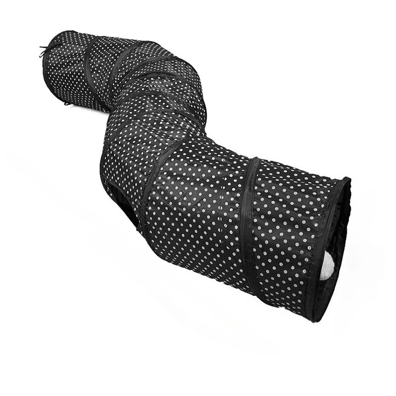 S T Y Shape Cat Tunnel 3 Way Collapsible Foldable Interactive Toys Hanging Ball Polka Dot Kitten Play Tube Rabbit Boredom Relief