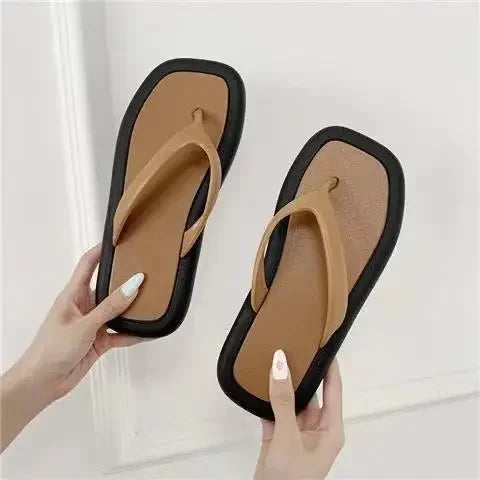 Women's summer flip flops by SHOWLU FASHION STORE featuring flat PVC slides and casual sandal style.