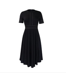 Plus Size Women's Dress 2024 Summer New Line Stitch Big Swing Skirt Short Sleeve Woman Clothing Pleated A-Line Dress