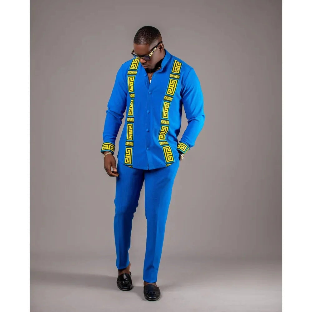 SHOWLU Men's striped two-piece suit, luxury formal wedding banquet set, featuring a tailored jacket and matching trousers.