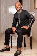 2025 New men's suit, white pocket, 2-piece set, luxury wedding casual suit, traditional African style of ethnic minorities