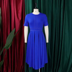 African Dresses for Women Summer African Elegant Party Dresses Short Sleeves Black Blue Pleated Dress High Waist Fashion Gown
