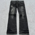 Retro double-waisted lace-up micro flared women's streetwear pants with washed high-quality design, suitable for men and women.
