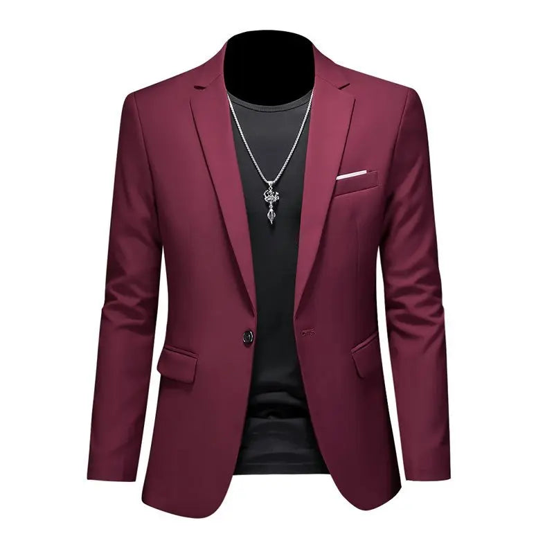 SHOWLU FASHION STORE men's slim fit single-breasted business suit blazer, tailored navy blue jacket with notch lapels and sleek design
