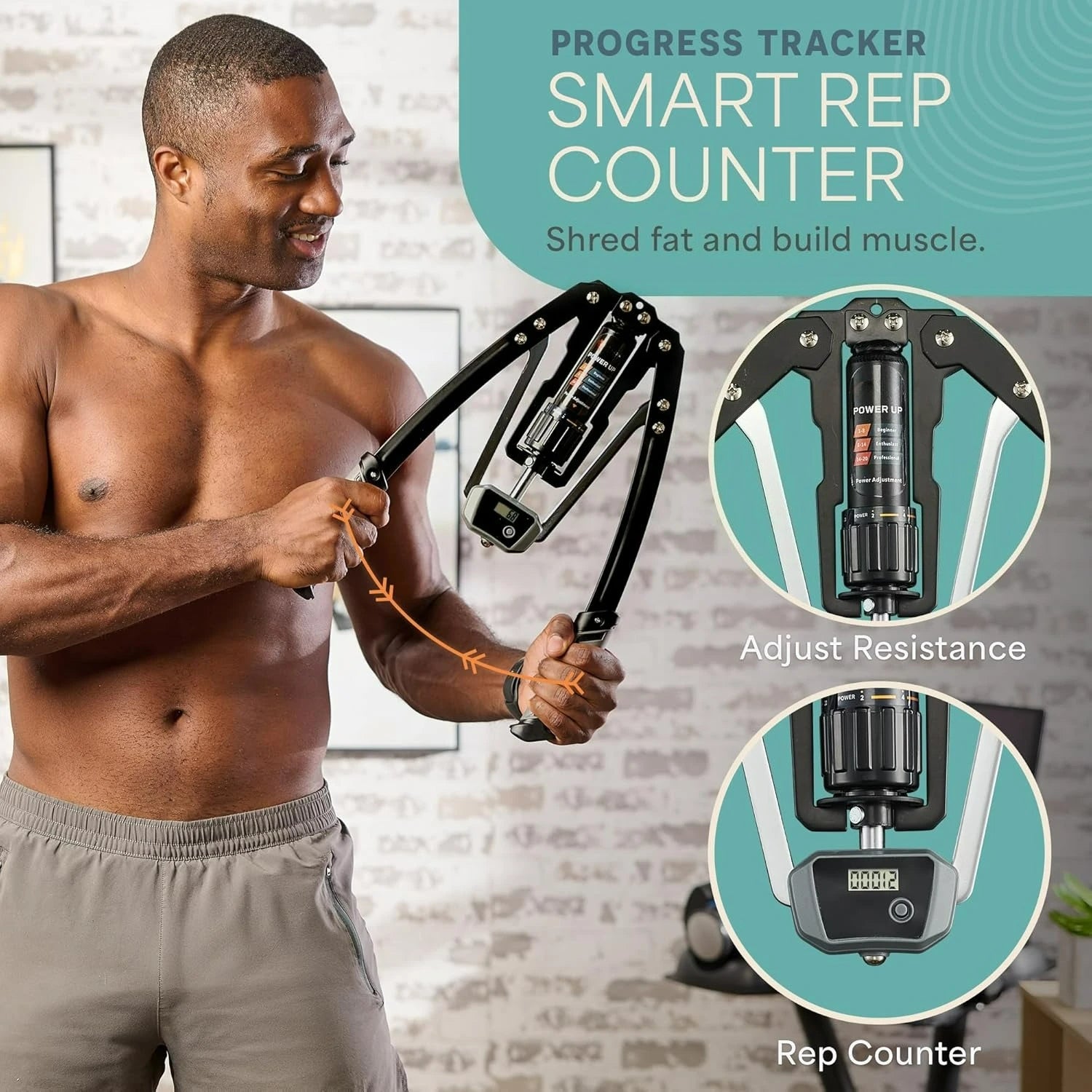 Showlu Hydraulic Chest Expander with adjustable resistance for arm training, featuring multiple resistance levels and ergonomic handles.