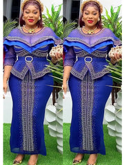 2025 Elegant African Dresses for Women New Africa Clothing Plus Size Spring Wedding Party Long Dress Dashiki Ankara Outfits Robe