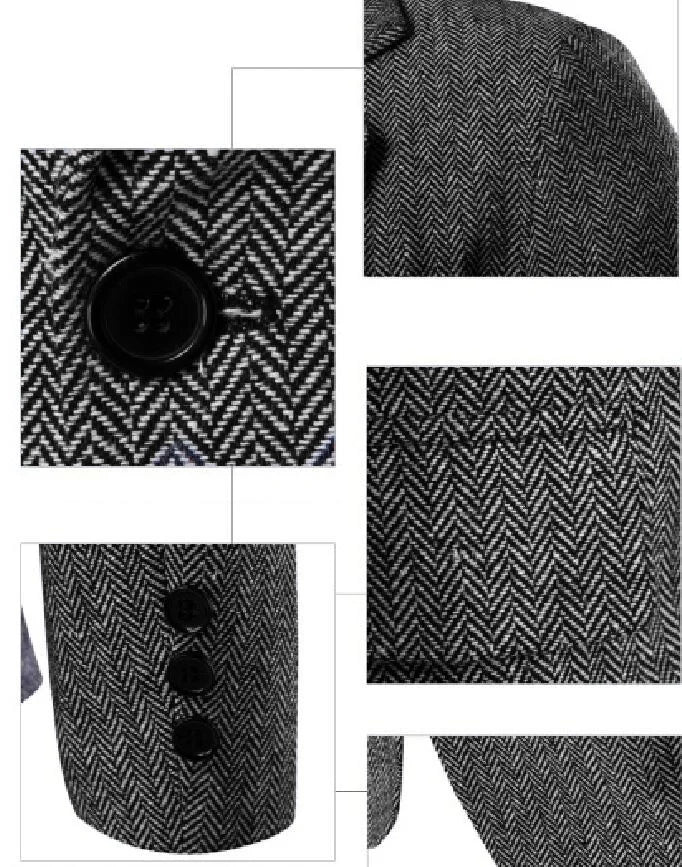 Elegant Men's Suit Set 2 Pieces Classic Fit One Button Daily Business Suits Herringbone Wool Wedding Groomsmen(Blazer+Pants)