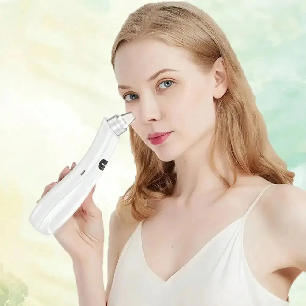 Showlu Smart blackhead vacuum pore cleaner with electric suction, featuring a sleek black design for facial pore extraction.
