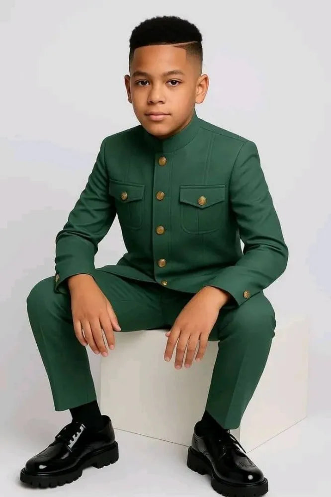 Safari Kids formal tuxedo 2-piece jacket and pants set by 1170uf-he, featuring a classic black tuxedo style for children.