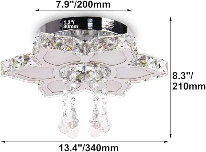 Modern FRIXCHUR LED crystal chandelier by Showlu Fashion Store, flush mount ceiling light with sparkling crystal accents.