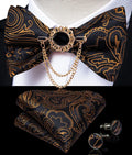 Pink solid bow tie set for men, includes pocket square and cufflinks, perfect for wedding attire by Showlu Fashion Store.