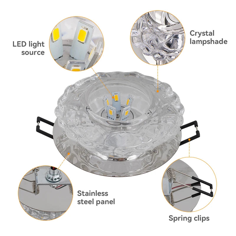 Modern crystal LED ceiling light by Showlu Fashion Store, flush mount glass lamp with elegant design and bright illumination.