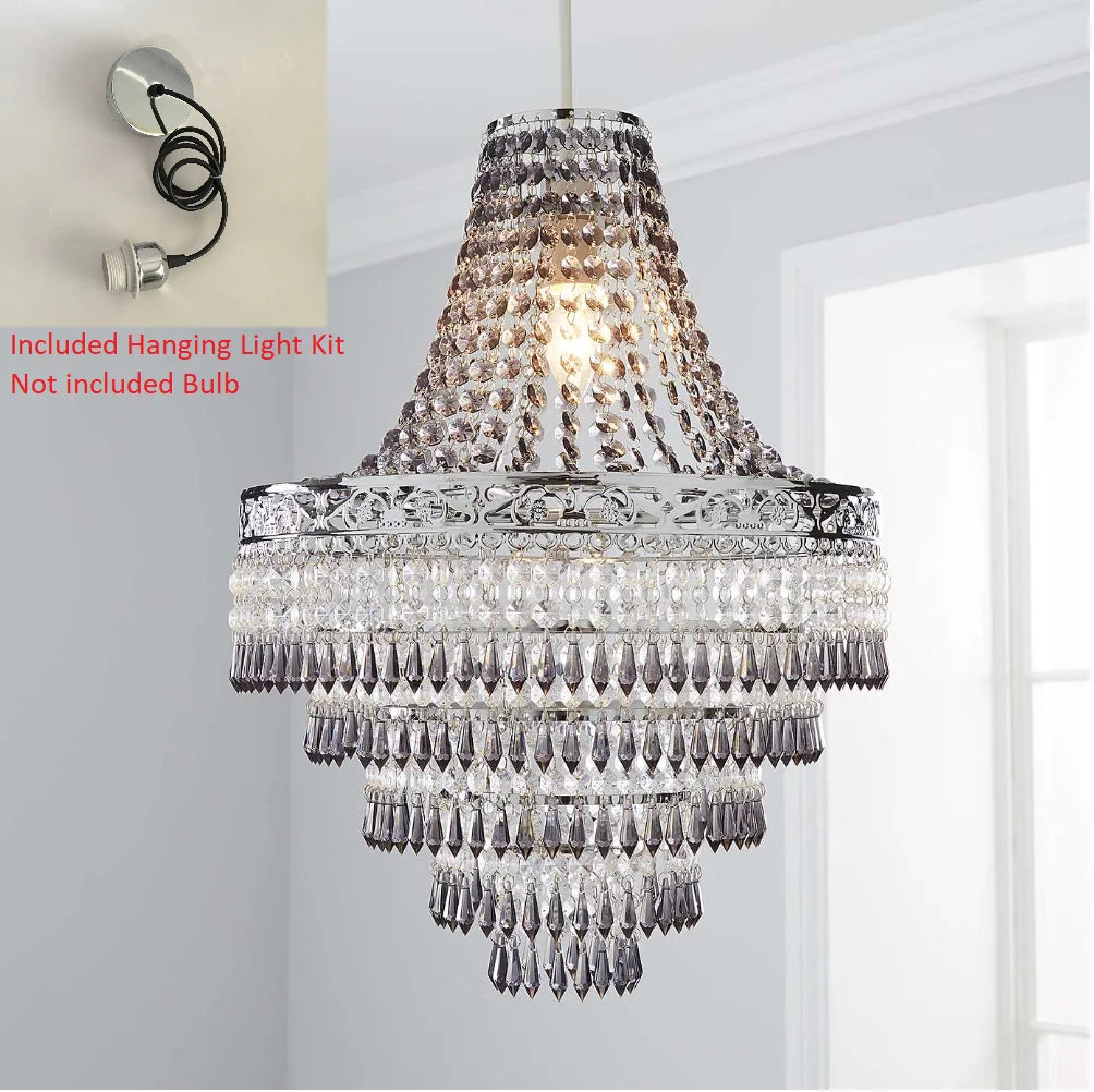 Showlu Blenheim 47cm acrylic chandelier shade with modern pendant droplets, designed for contemporary lighting fixtures.