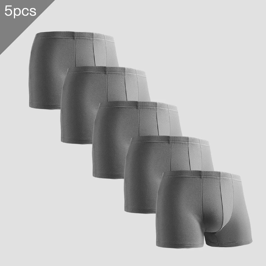 Showlu men's cotton boxer shorts in a pack of five, featuring breathable, lightweight fabric for comfortable summer wear.